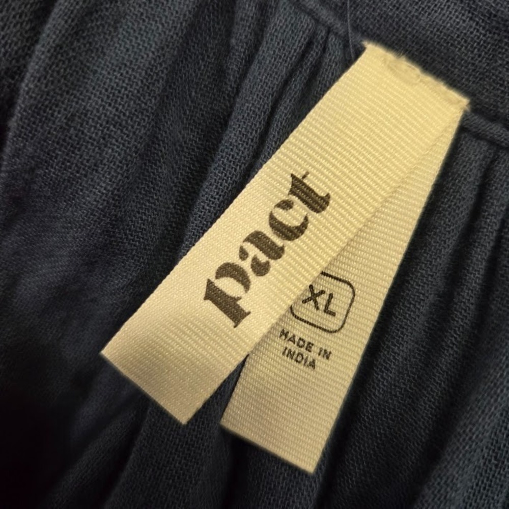 PACT Organic Cotton Coastal Double Gauze Tiered Dress XL Navy Blue Pockets Boho - Picture 6 of 12